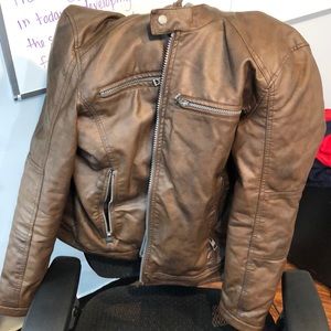 Guess Men’s Faux Leather Moto with Hood